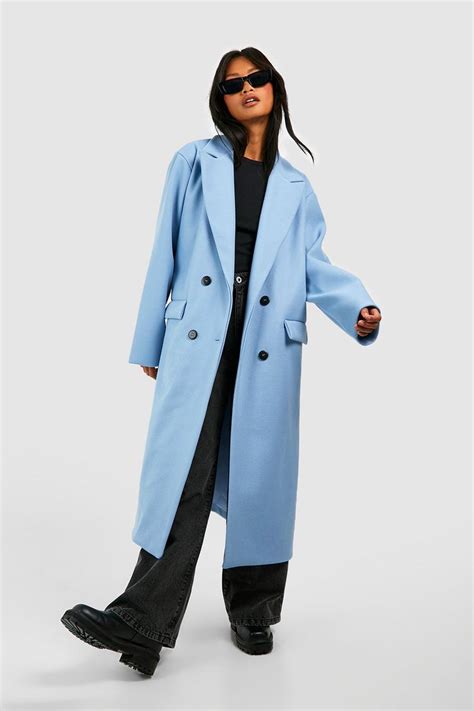 Shoulder Pad Wool Look Coat Boohoo