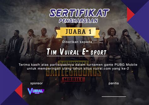 Mentahan Sertifikat Turnamen Ff Pertahanan Sertifikat Penghargaan