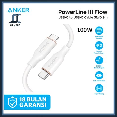 Jual Kabel Charger Anker Powerline Iii Flow Type C To C Ft A