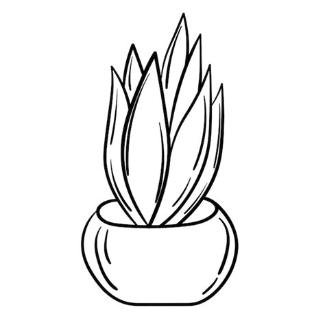 Doodle Pegatina Linda Planta De Interior En Una Olla Vector Premium