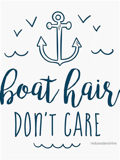 Boat Hair Don T Care Sticker For Sale By Redwoodandvine Redbubble