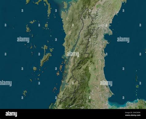 Ranong Province Of Thailand High Resolution Satellite Map Stock Photo