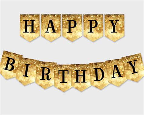 Glitter Happy Birthday Banner Letters