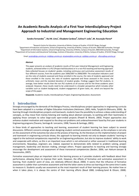 PDF An Academic Results Analysis Of A First Year Interdisciplinary