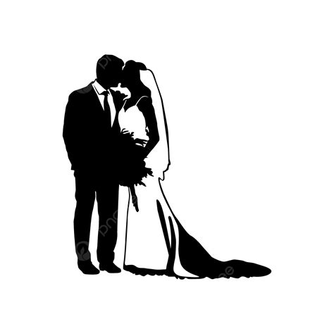 Wedding Couple Silhouette Illustration Vector, Wedding Silhouette ...