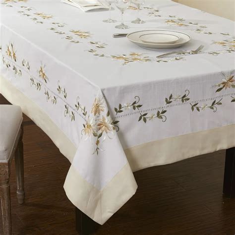 175x265cm Extra Long Embroidery Holiday Table Cloth Big Tablecloth