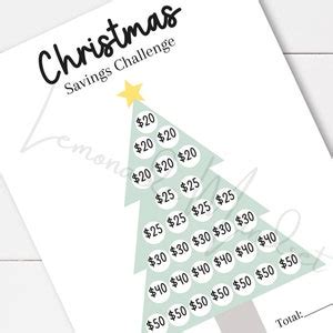 Christmas Savings Challenge Savings Tracker Printable Money Challenge