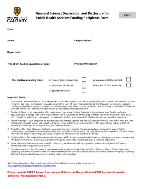 Fillable Online Financial Interest Declaration And Disclosure For Phs