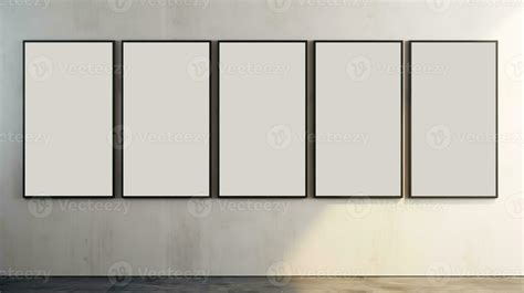 AI generated Generative AI, set of five posters mock up, blank minimalistic background, artwork ...