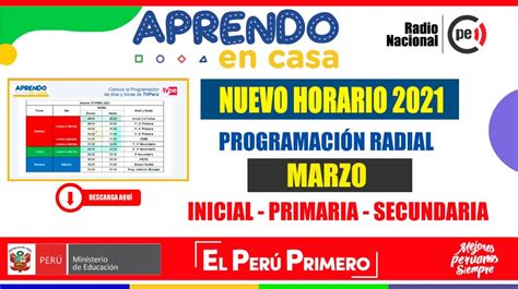 NUEVO CALENDARIO 2021 Programación de Radio para Kinder Primaria