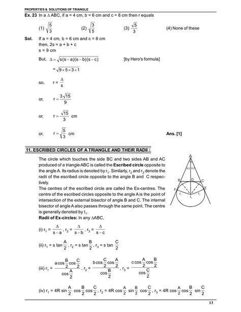 Properties And Solution Of Triangle Notes For Class Iit Jee