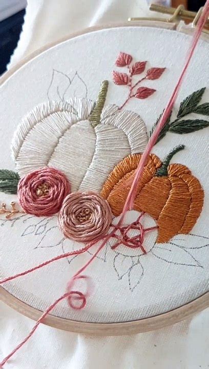 Kit De Broderie Automne Citrouille Et Fleurs D Automne Tutoriel Pour