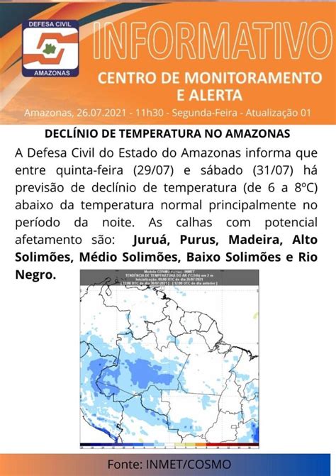 Defesa Civil Emite Alerta De Queda De Temperatura Em Até Oito Graus No