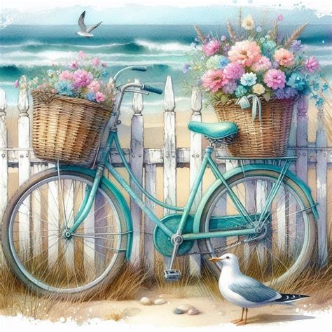 Pin By Ronel Venter On Bicycles In Watercolor Flowers Art