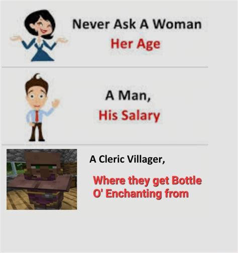 Never Ask A Woman Her Age A Man His Salary A Cleric Villager Where