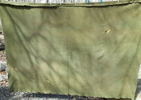 Vintage Military Wool Blanket Army Green 64"x85" | #3831107799