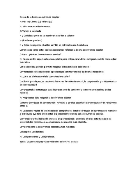 Guion Buena Convivencia Escolar Pdf