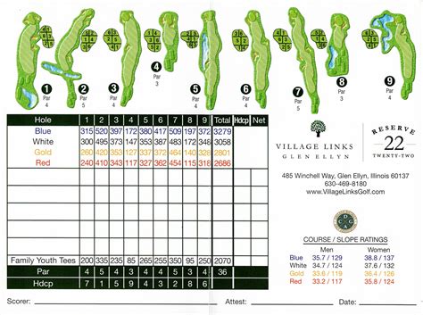 9 Hole Golf Scorecard