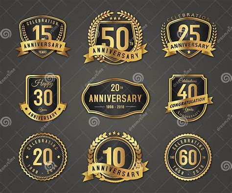 Anniversary Gold Badge Label Logo Stock Vector Illustration Of Full Anniversarygold 106717008