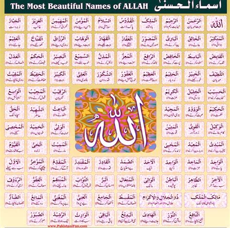 99 Names Of Allah Asma Ul Husna With English Translation Theme Route