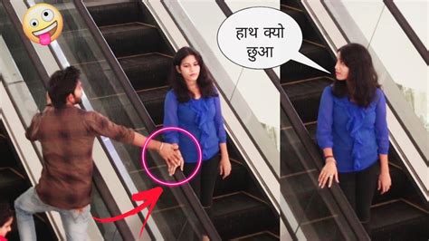 Touching Strangers Hand On The Escalator Prank Epic Reactions Dr