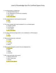 Level Of Knowledge Quiz For Confined Space Entry Pdf Level Of