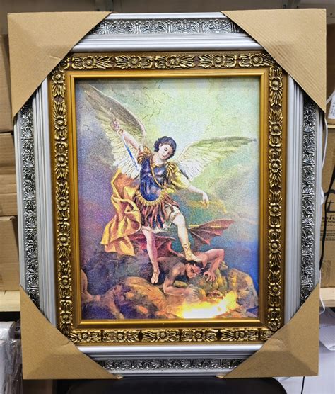 Saint Michael (San Miguel) Silver Frame 23x19 – Beautiful Silver and ...