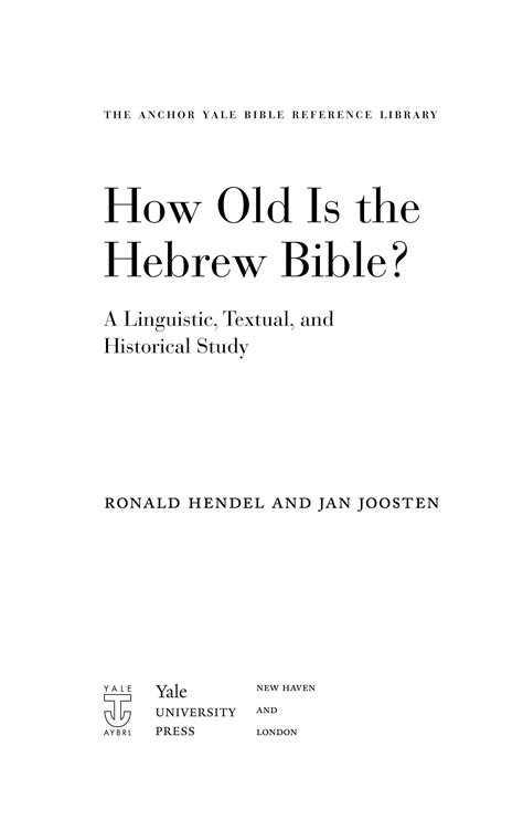 SOLUTION: How old is the hebrew bible a linguistic - Studypool