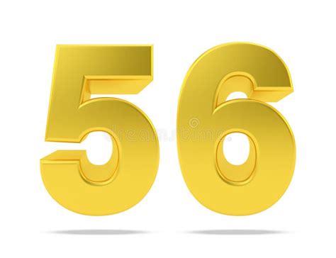 Gold Metal Number Fifty Six Isolated On White Background D