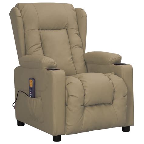 Home Fauteuil Releveur Inclinable De Massage Cappuccino Similicuir