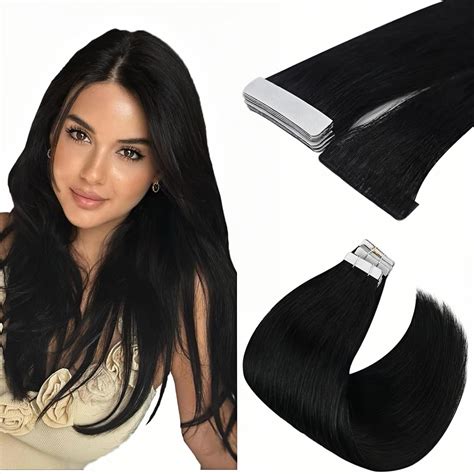 Amazon Ve Sunny Black Tape In Hair Extensions Human Hair Seamless