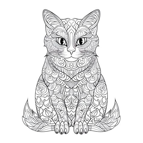 Premium Photo | A drawing of a cat with a pattern of a cat on it