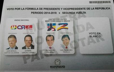 Asi Quedó El Tarjetón Para Segunda Vuelta En Elecciones Presidenciales