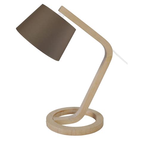 MOKUZAI Lampe de chevet arqué bois naturel et marron