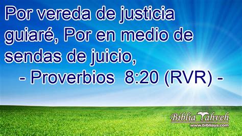 Proverbios 8 20 RVR Por vereda de justicia guiaré Por en me