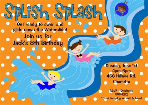 Water Slide Birthday Party Invitations Dolanpedia Invitations Ideas