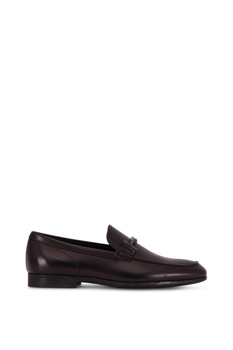 Tod S Doppia Double T Black Leather Bit Loafer