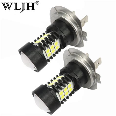 WLJH 2x H7 Led Bulb 12V 24V 800Lm 22W 3030 Chip 33 LED Car Lights Auto