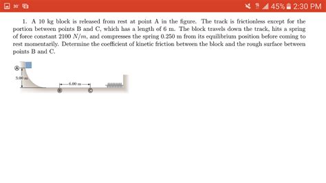 Solved A Kg Block Is Released From Rest At Point A In The Chegg