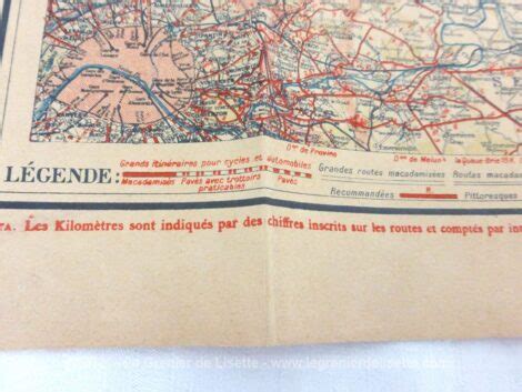 Ancienne carte routière Taride des Environs de Paris Le Grenier de