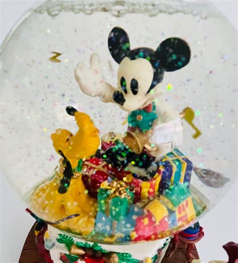 Disney Mickey Mouse Snow Globe Deck The Halls Music Box Fair Etsy