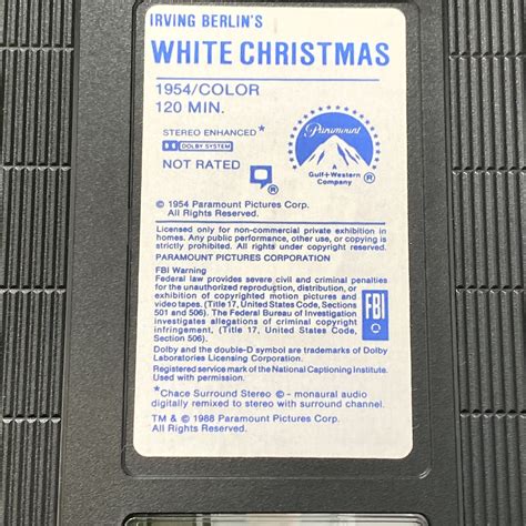 Irving Berlin S White Christmas Vhs Paramount Bing Crosby