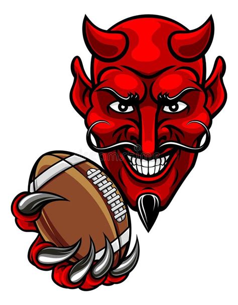 Football Devil Mascot Wearing Helmet With Horns Stock Vector