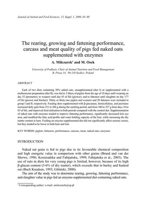 Pdf The Rearing Growing And Fattening Performance Carcass And Meat