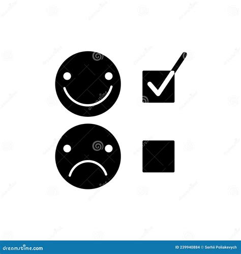 Happy And Sad Face Icon Customer Rating Choose Emotion Outline Shape