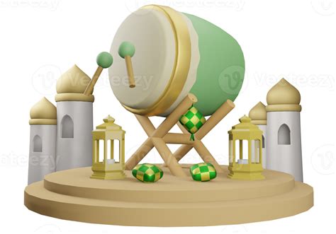 3D Illustration Bedug Drum 12171710 PNG