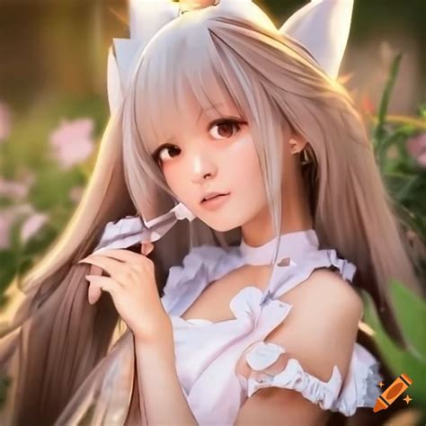 Cute Anime Fox Maid In A Garden On Craiyon