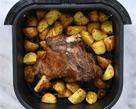 Air Fryer Half Leg of Lamb with Potatoes - Supergolden Bakes