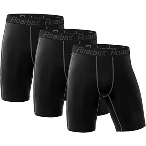 Roadbox 3 Pack Mens Compression Shorts Cool Dry Athletic Underwear For