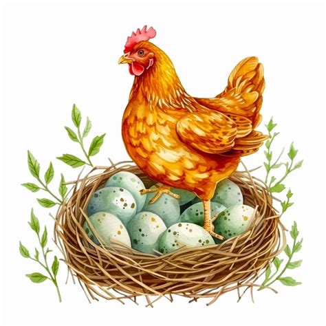 Premium Vector Painting Of A Chicken With Eggs